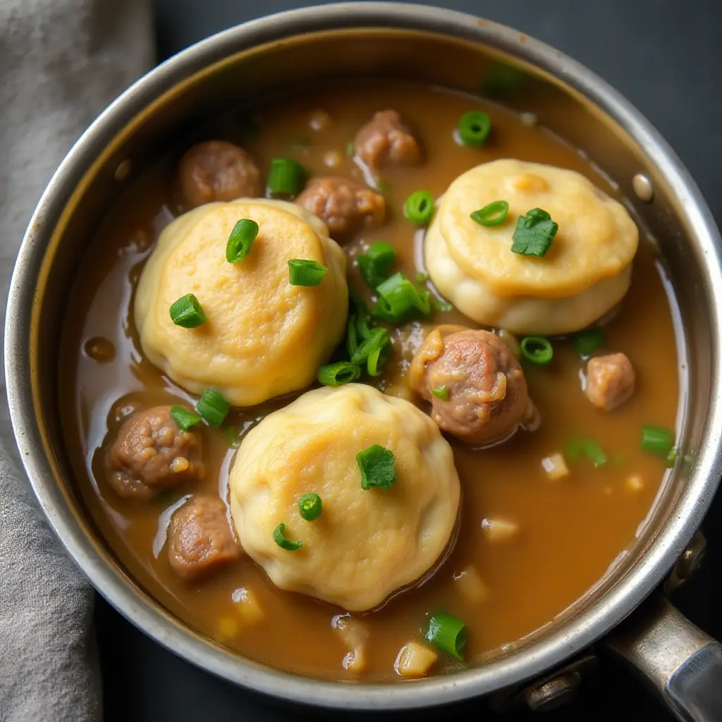 Apple Sausage Gravy Dumplings