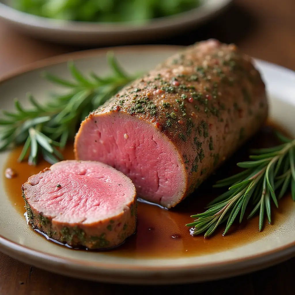 Grilled Beef Tenderloin with Herb-Garlic-Pepper Coating