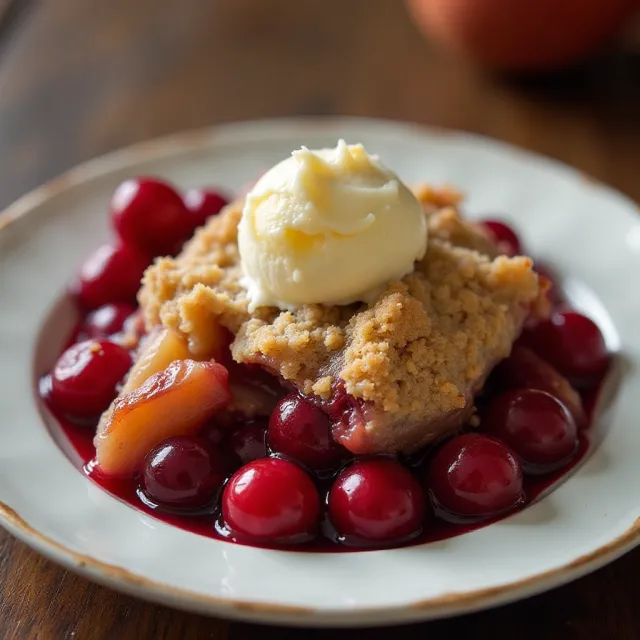 Pear and Sour Cherry Crisp