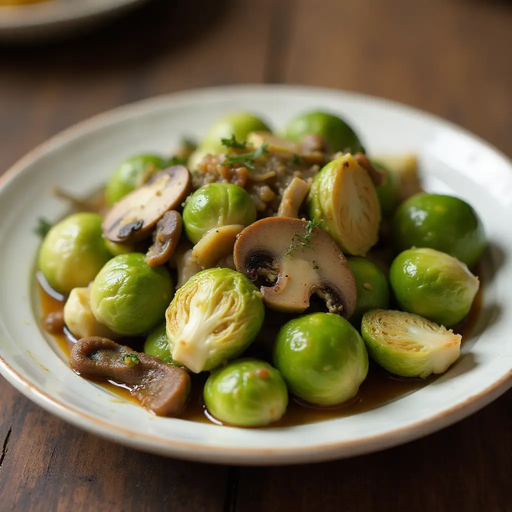 Brussels Sprouts with Mushroom Sauce