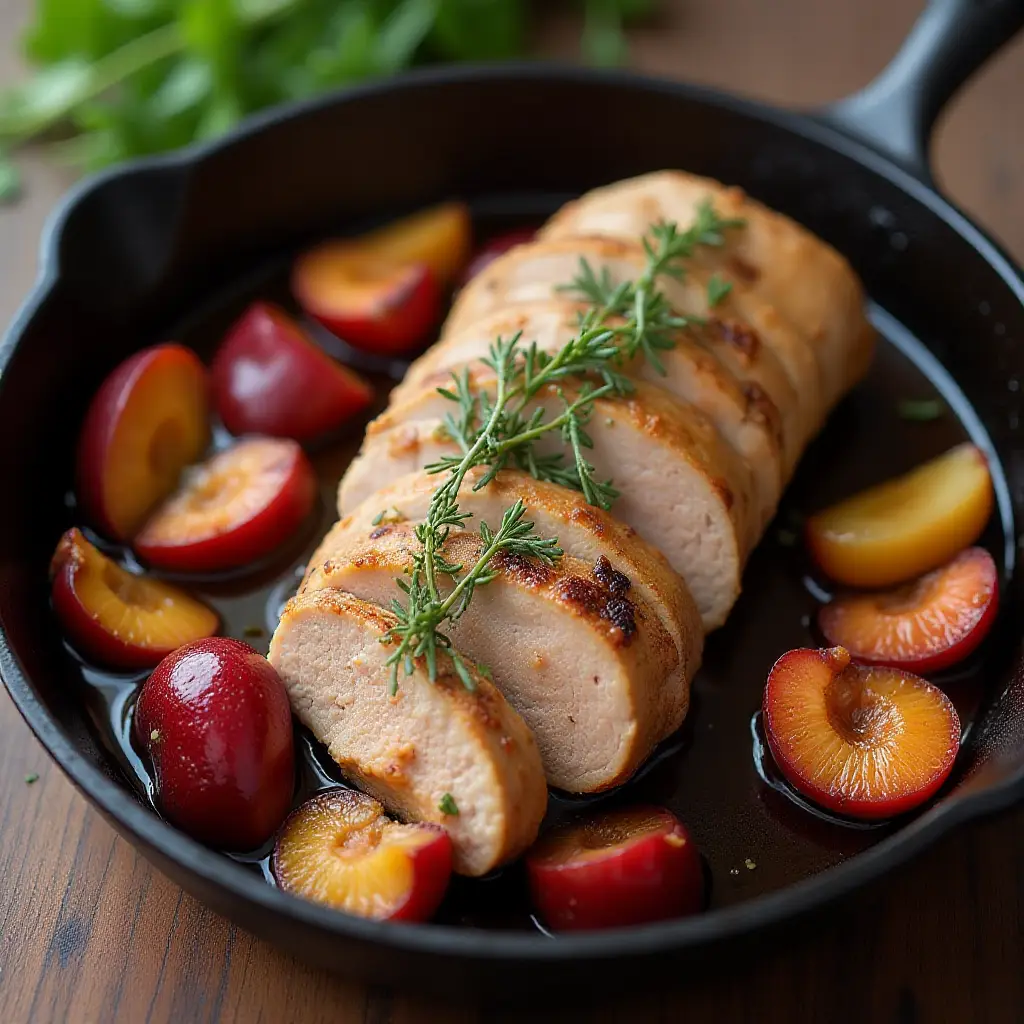 Roasted Pork Tenderloin with Fresh Plum Sauce