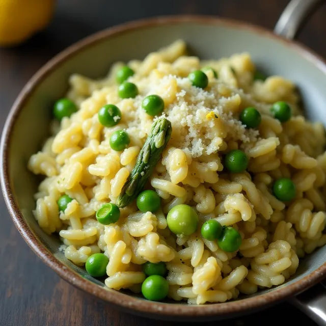 Zucchini and Asparagus Orzo Risotto