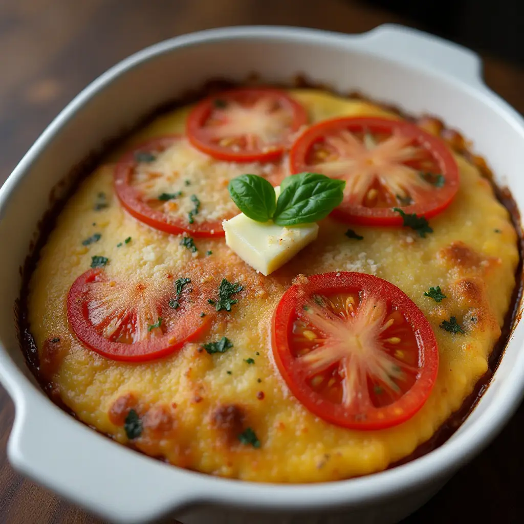 Baked Polenta with Fresh Tomatoes and Parmesan