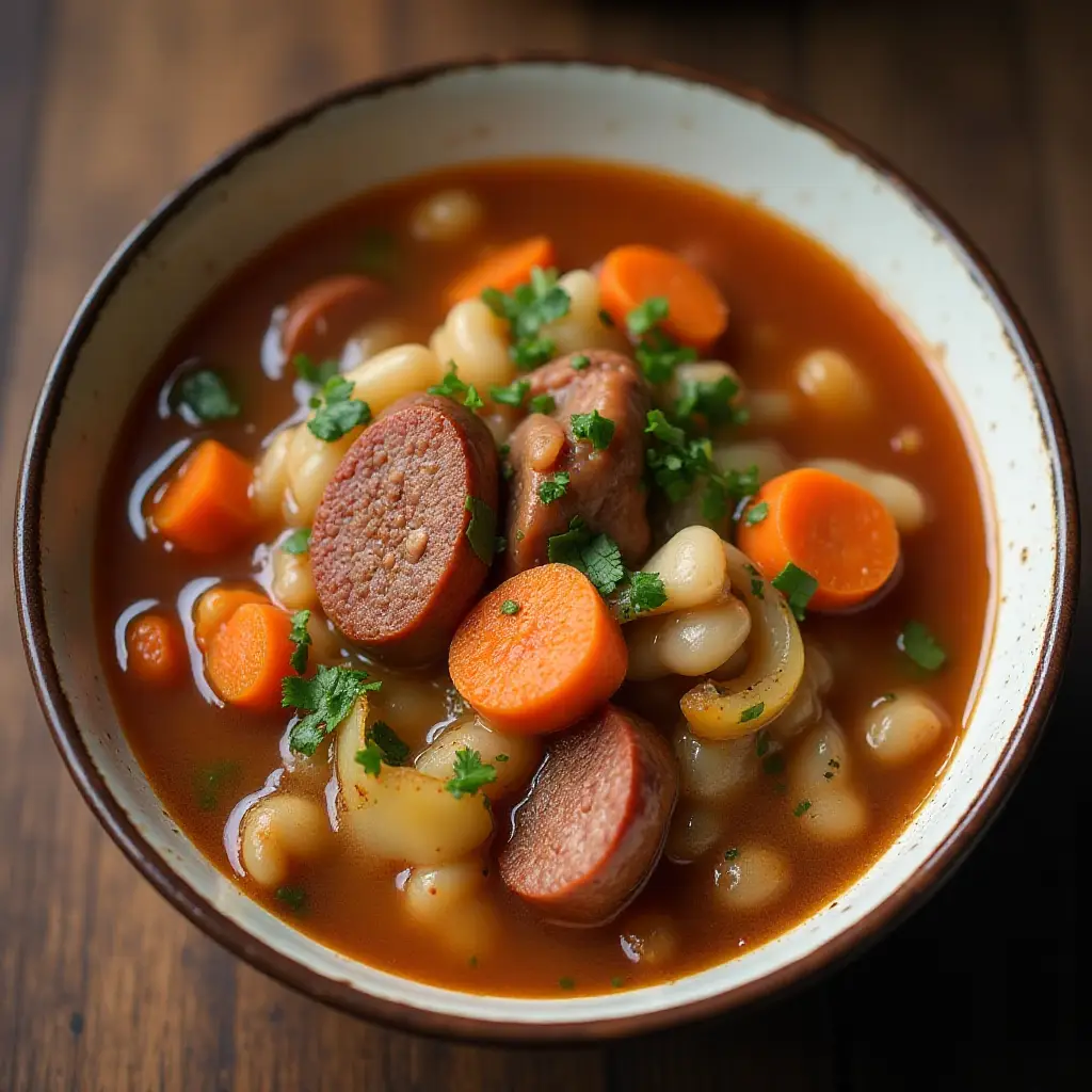 Hungarian Cabbage, Sausage, and Bean Soup