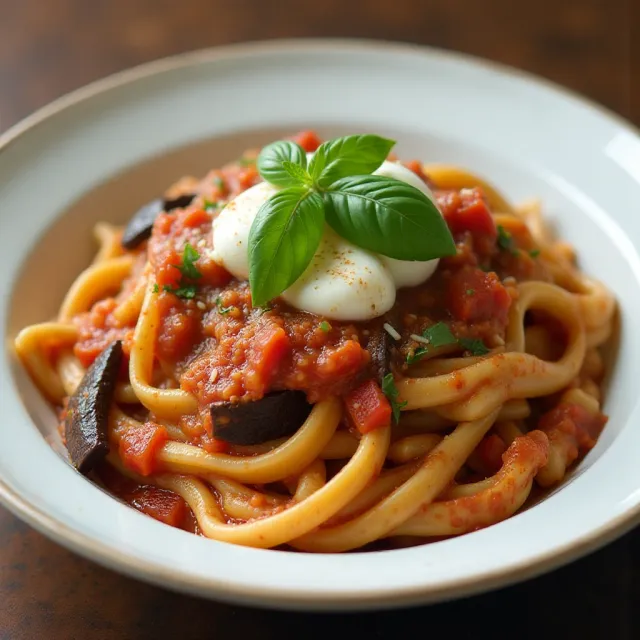 Mediterranean-Style Eggplant Pasta