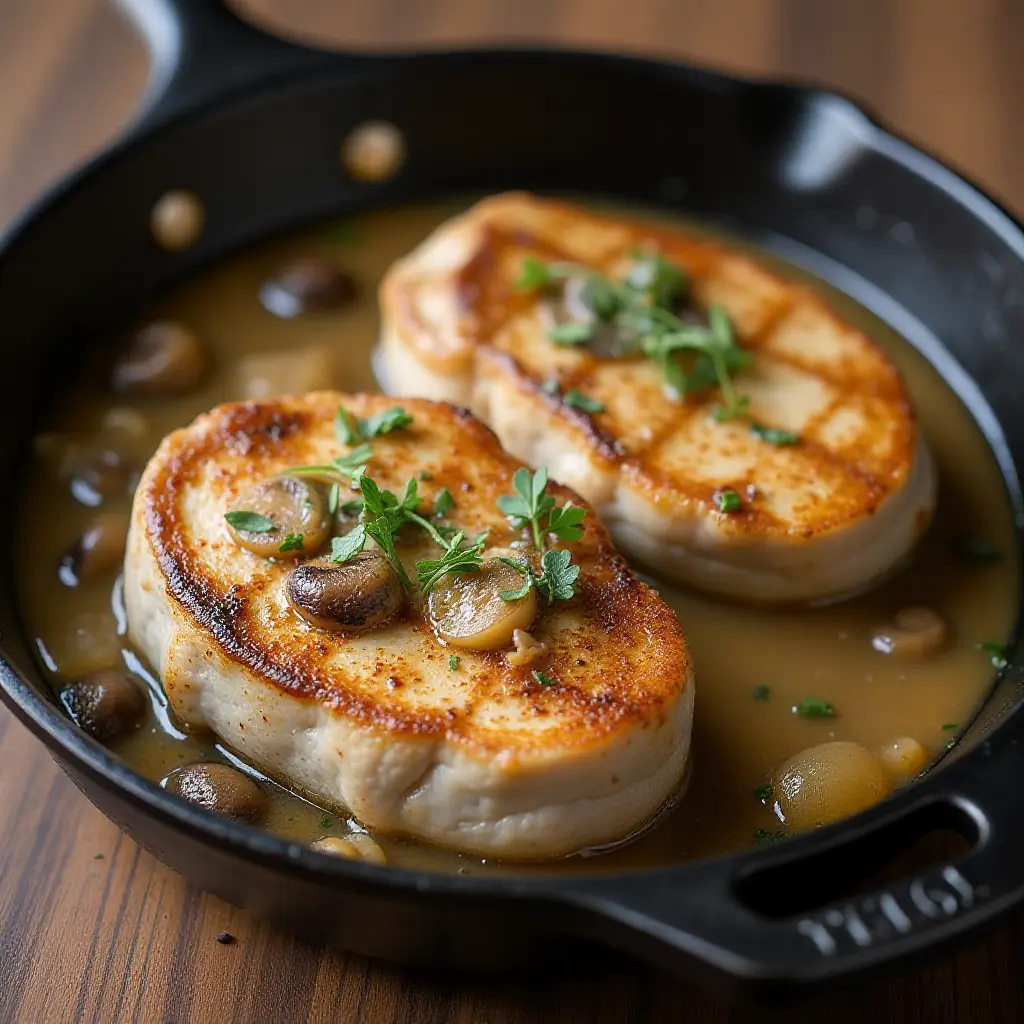 Skillet Pork Chops with Mushroom Gravy
