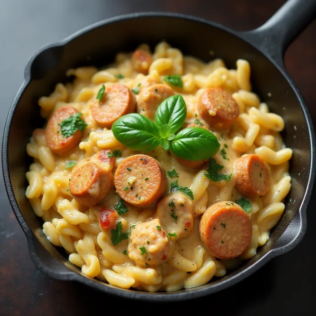 Creamy Chicken Sausage Orzo Skillet