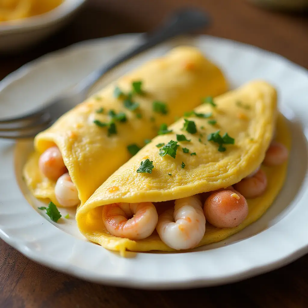 Seafood Omelets with Creamy Cheese Sauce