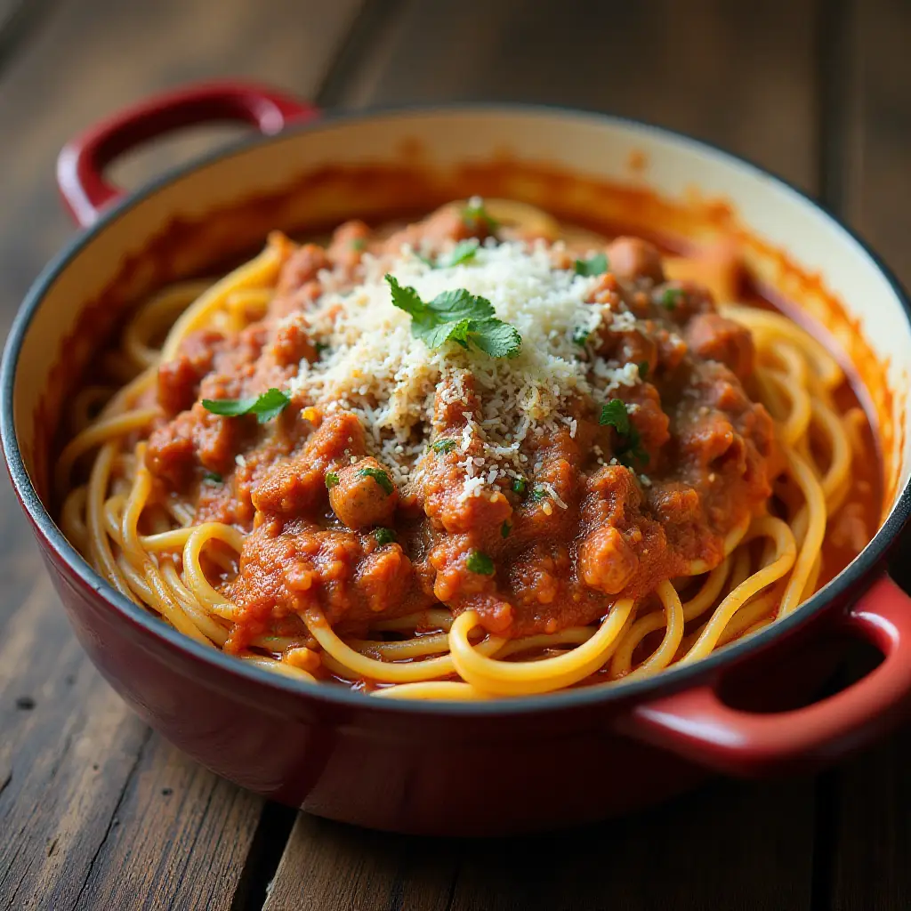 One-Pot Spaghetti with Meat Sauce