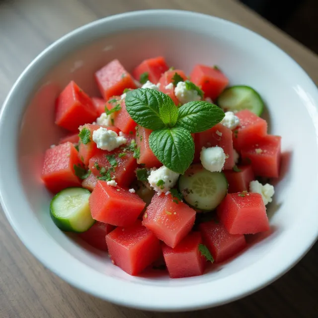 Watermelon, Cucumber, and Mint Salad