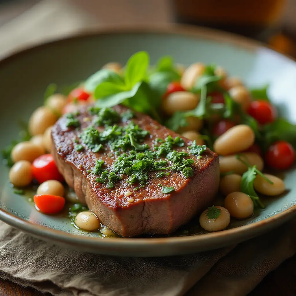 Steak Chimichurri Dense Bean Salad
