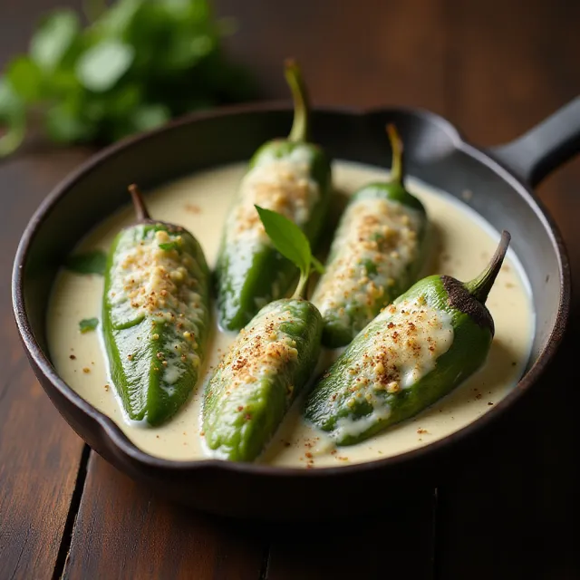 Rajas con Crema (Roasted Poblano Peppers in Cream Sauce)