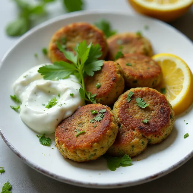 Easy Baked Falafel with Cucumber-Yogurt Sauce