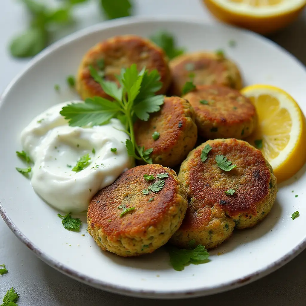 Easy Baked Falafel with Cucumber-Yogurt Sauce