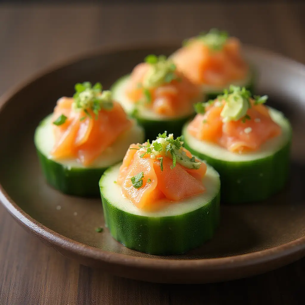 Salmon-Avocado Cucumber Sushi Boats