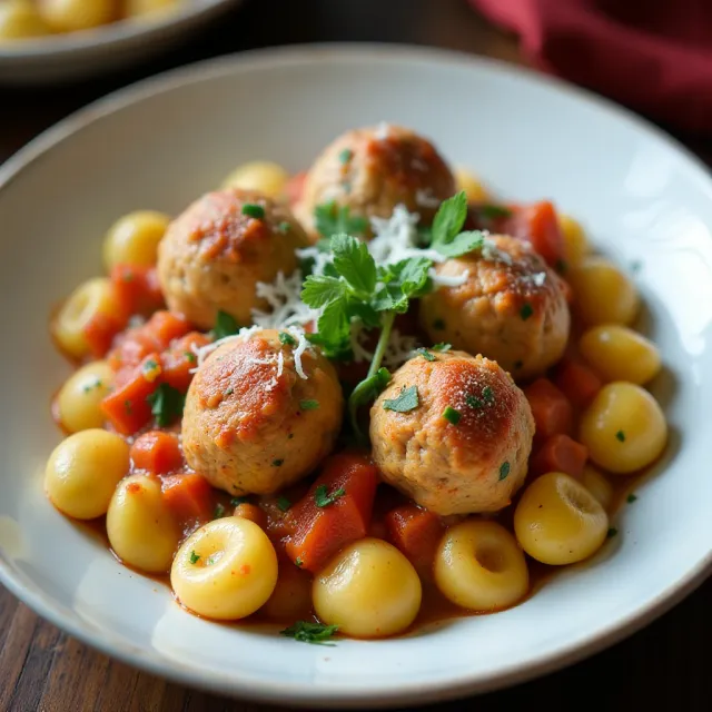 Slow Cooker Tuscan Chicken Meatballs with Gnocchi