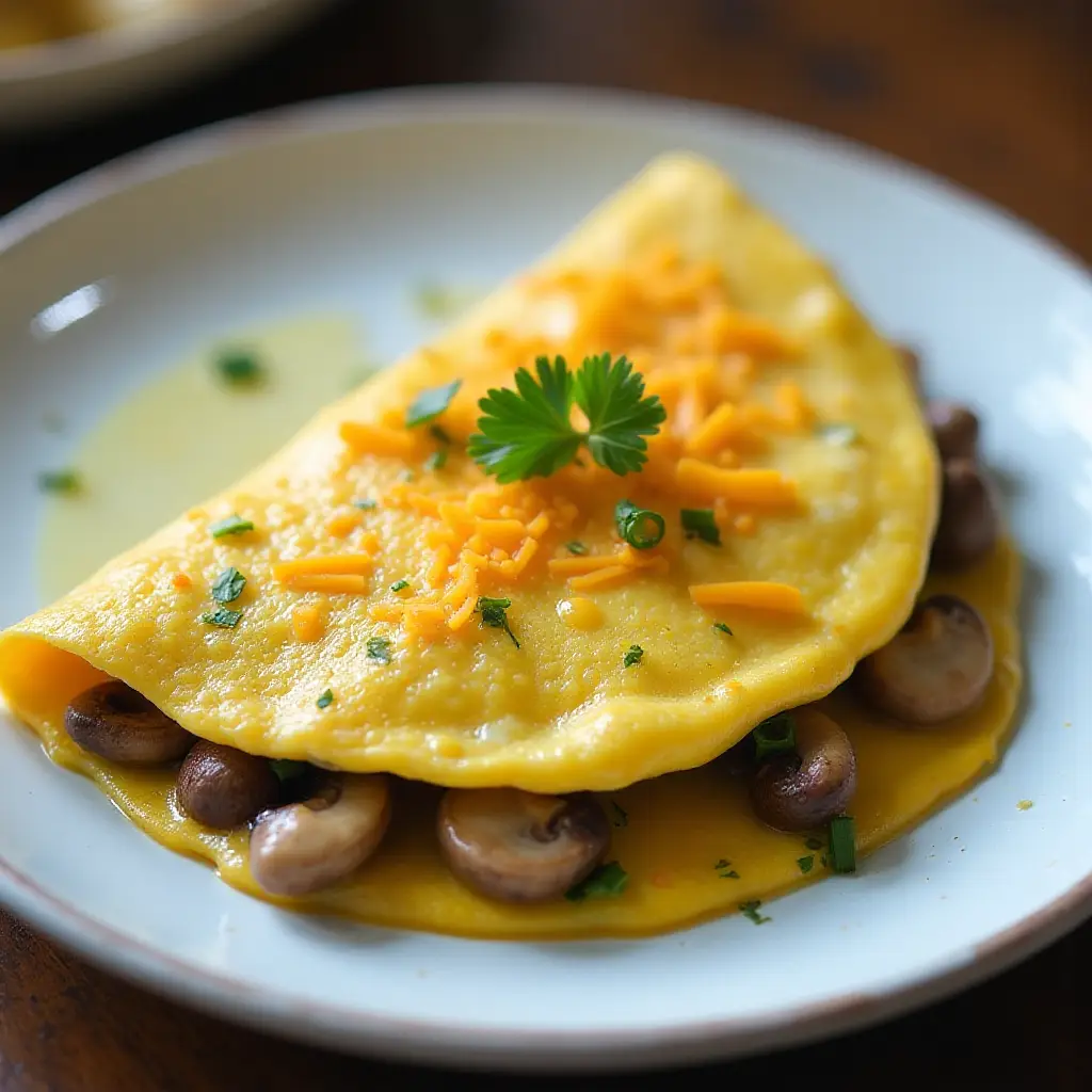 Mushroom, Scallion, and Cheese Omelet