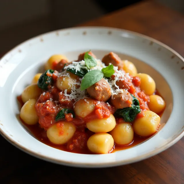 Gnocchi with Sausage in Vodka Sauce