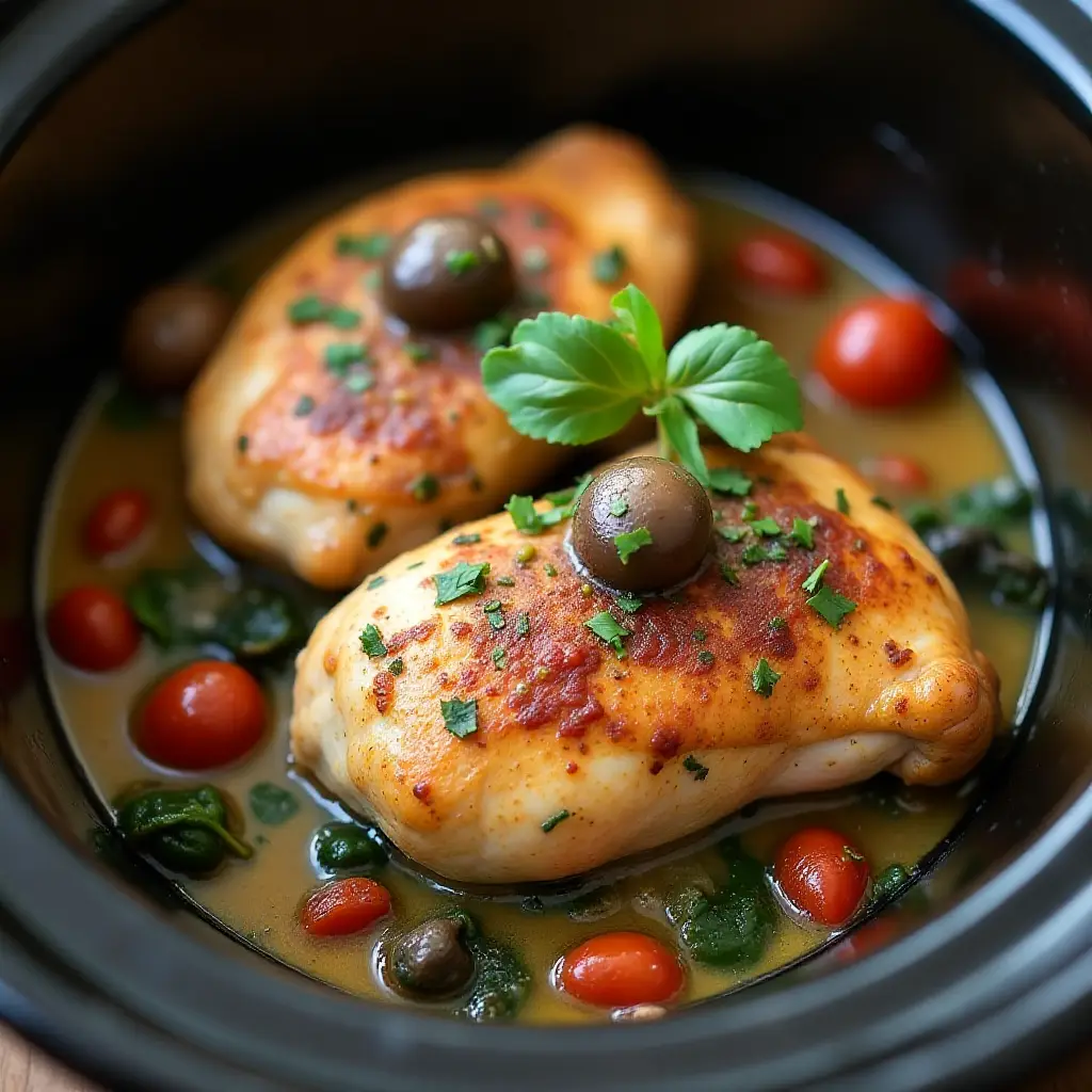 Slow Cooker Tuscan Chicken