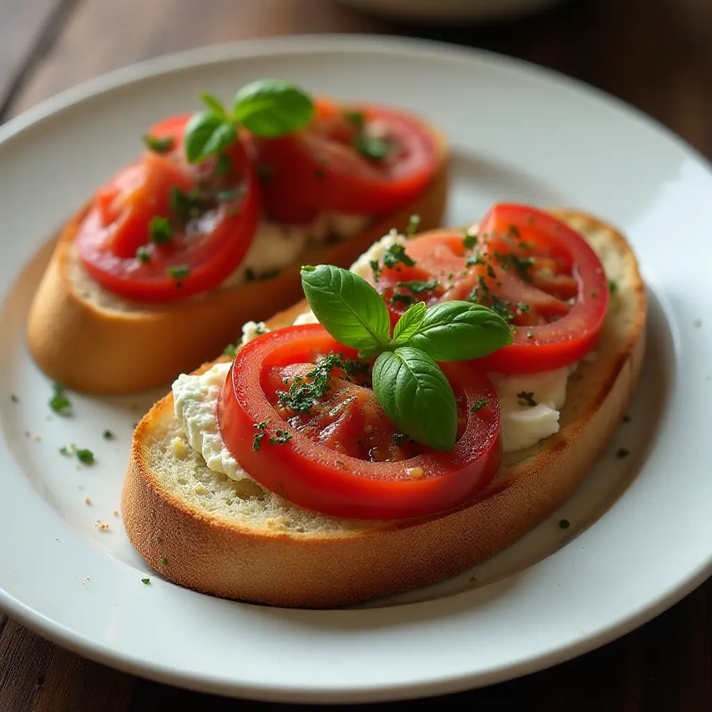 Tomato and Ricotta Salata Bruschetta