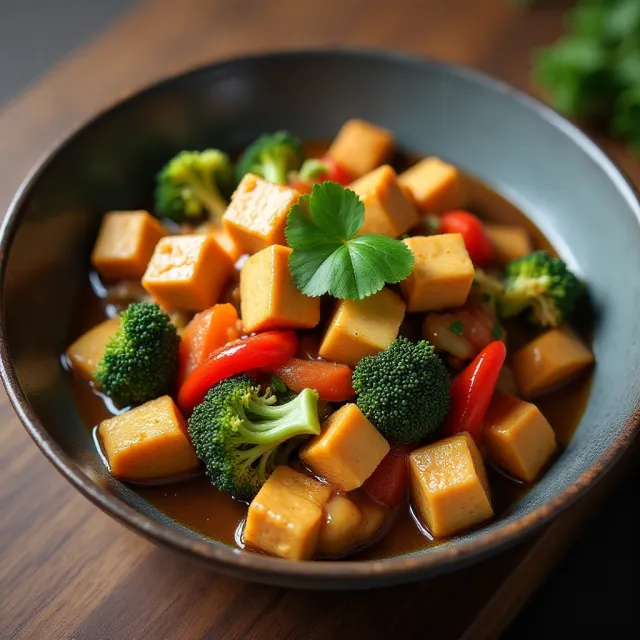 Fıstık Soslu Tofu ve Sebzeler