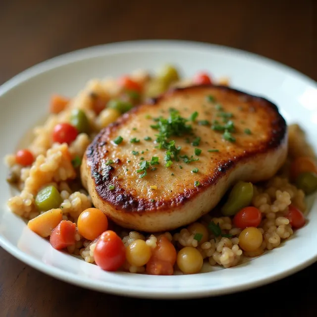 Pork Chops with Garden Rice