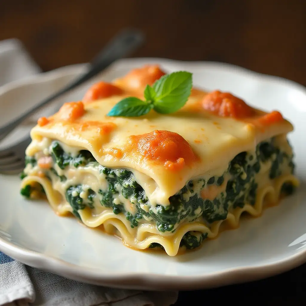 Easy Spinach Lasagna with White Sauce