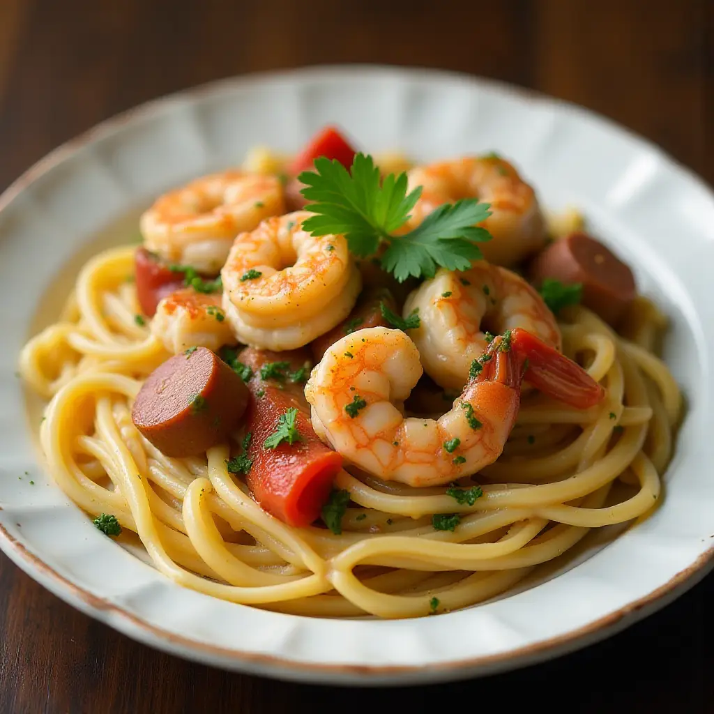 Creamy Cajun Shrimp and Sausage Pasta
