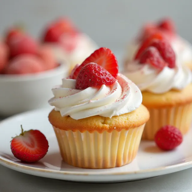 Strawberries and Cream Cupcakes