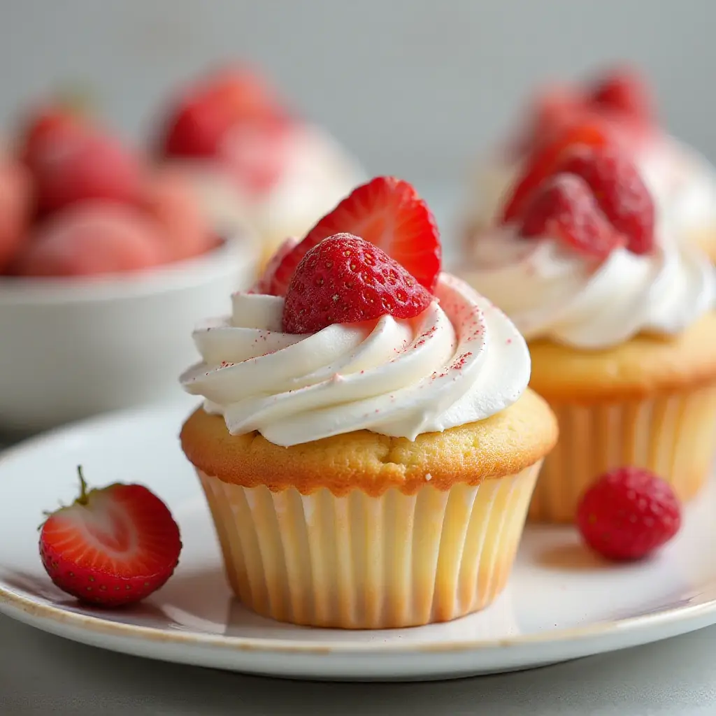 Strawberries and Cream Cupcakes