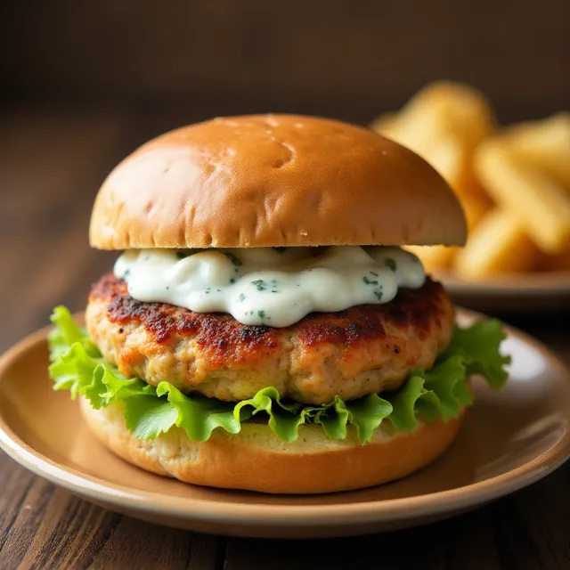 Buffalo Chicken Burgers with Blue Cheese Dressing