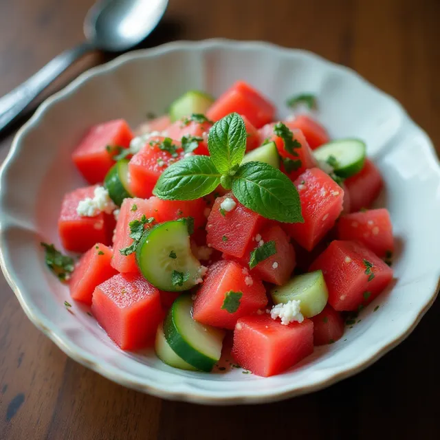 Watermelon Cucumber Salad