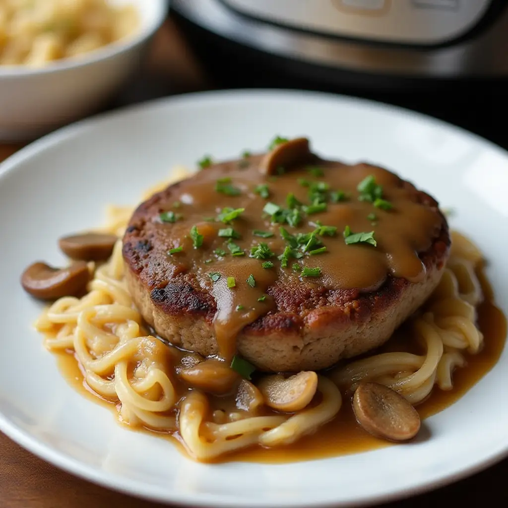 Instant Pot Salisbury Steak with Onion and Mushroom Gravy