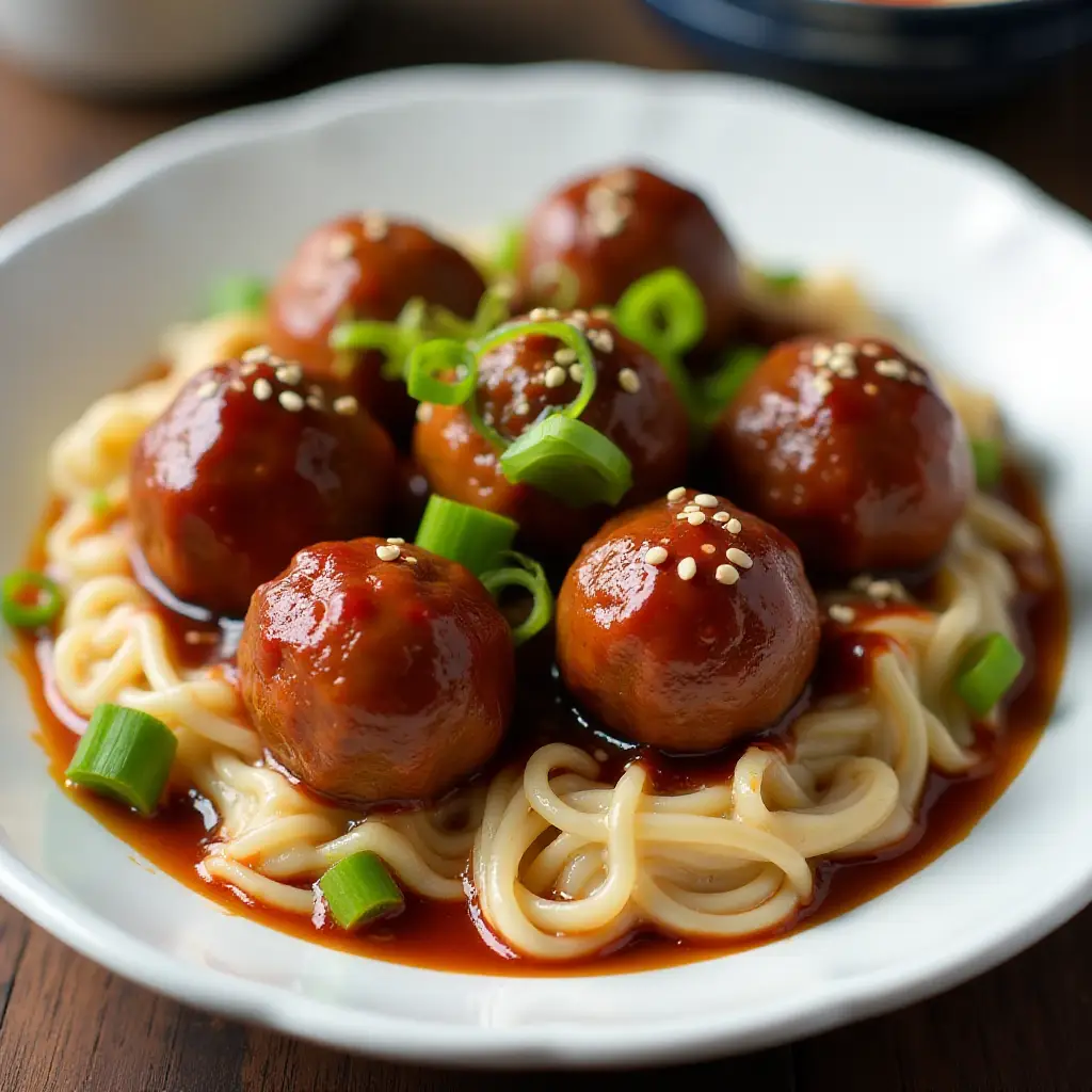 Saucy Sesame Gochujang Meatballs
