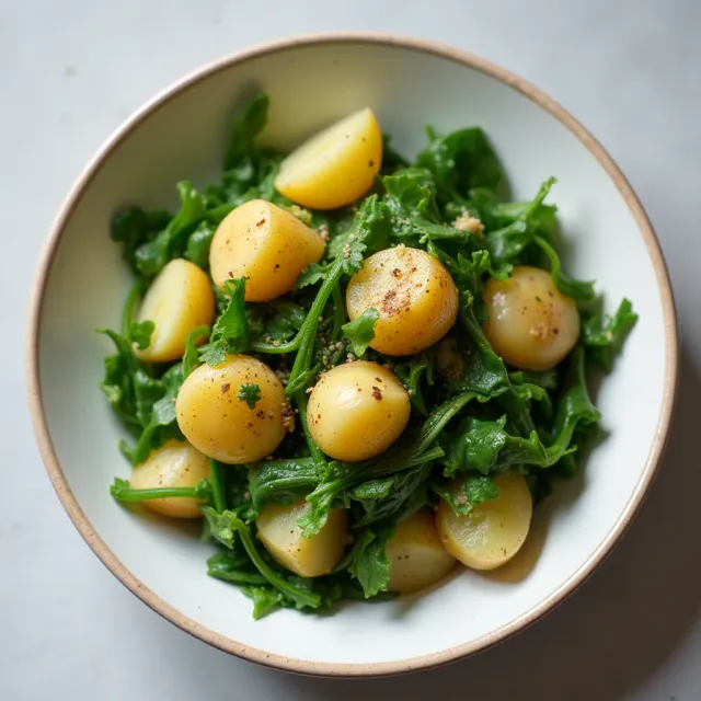 Potato and Mustard Greens Salad