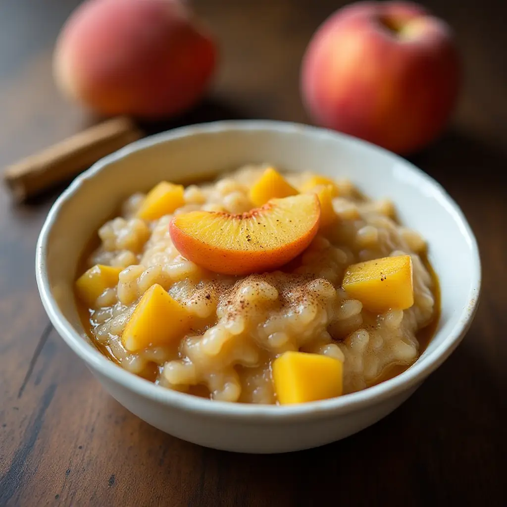 Brown Rice Pudding with Peaches