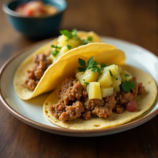 Ground Pork Tacos with Pineapple Salsa