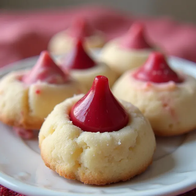 Raspberry Almond Kiss Cookies