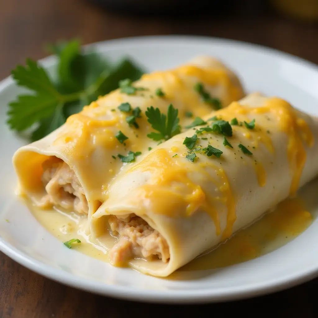 Creamy White Chicken Enchiladas
