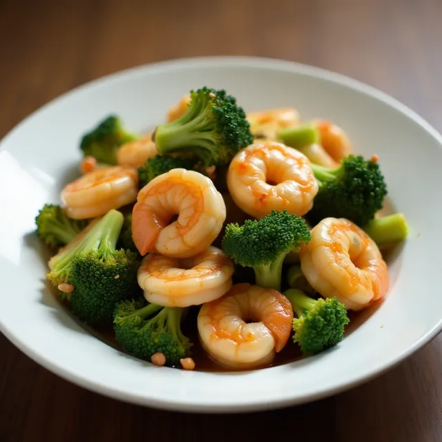 Shrimp with Broccoli in Garlic Sauce