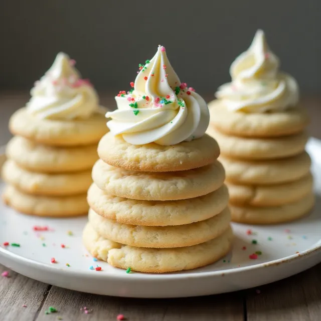 Sugar Cookie Tree Stacks with Cream Cheese Frosting