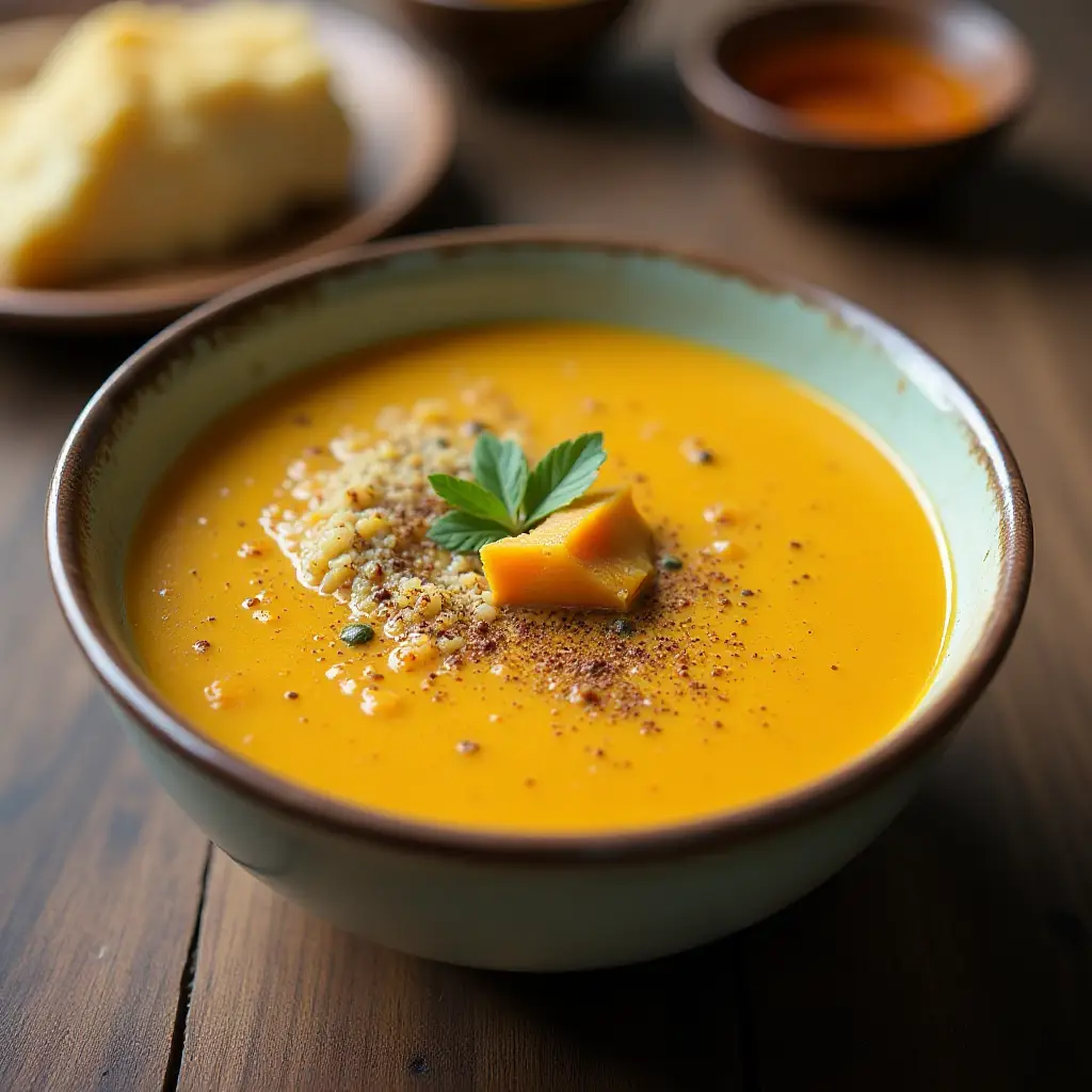 Creamy Butternut Squash Soup with Fresh Ginger and Quinoa