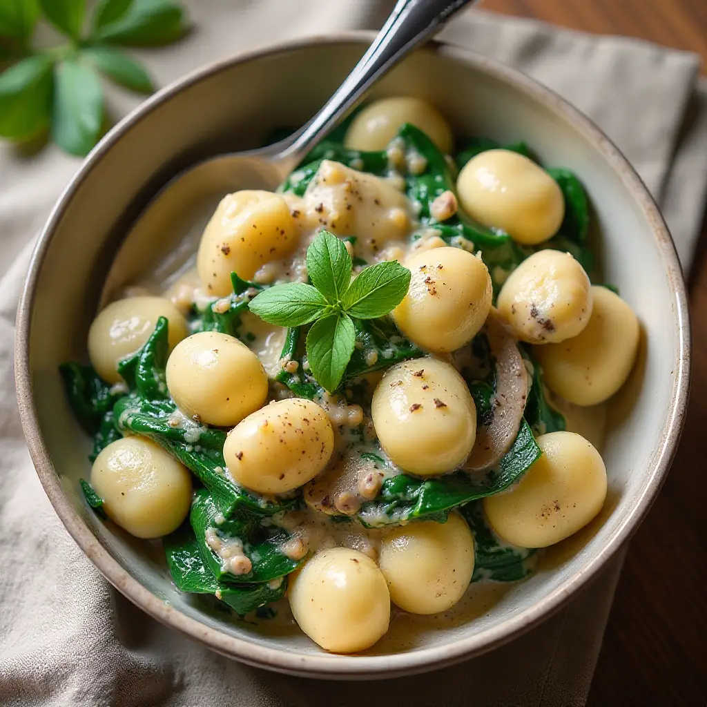 Mushroom Spinach Gnocchi with Creamy Boursin Sauce