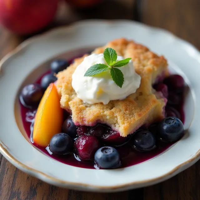 Peach and Blueberry Cobbler