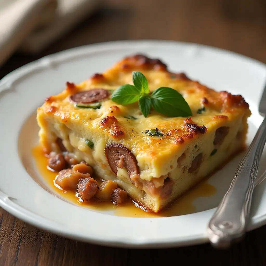 Bison Sausage, Apple and Sage Strata