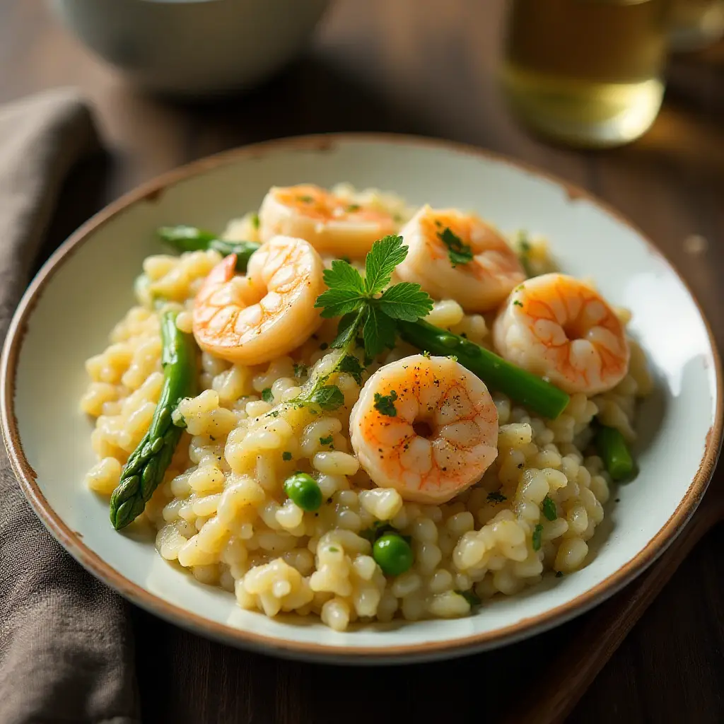 Garlic Shrimp and Asparagus Risotto
