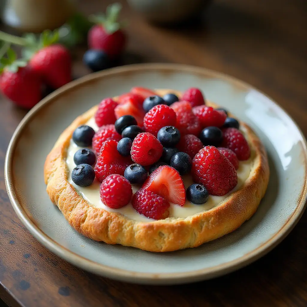 Flat Croissant with Nutella and Berries