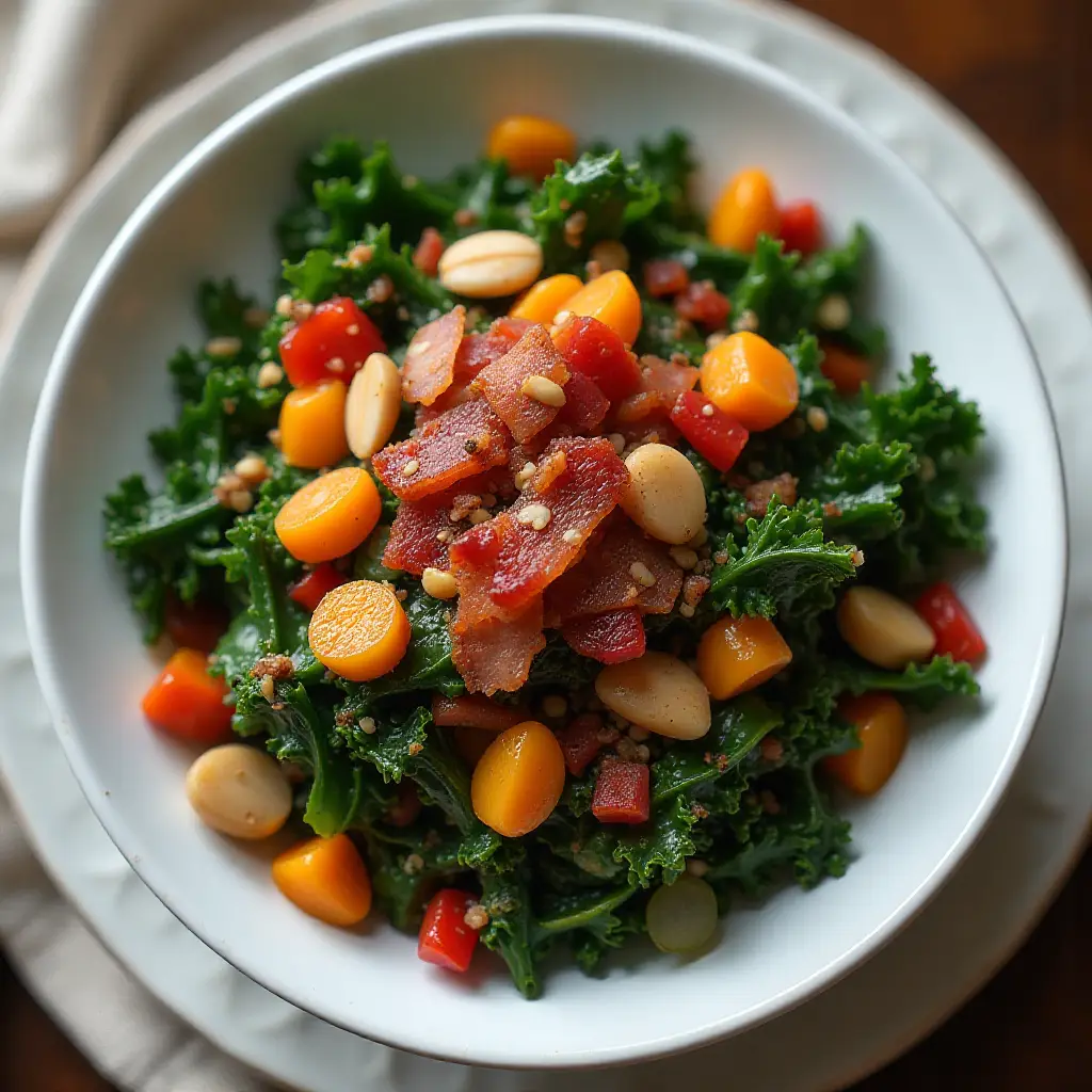 Lacinato Kale Salad with Warm Bacon Vinaigrette