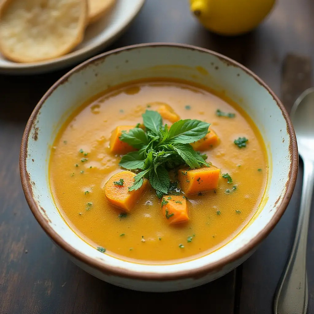 Coconut, Yam, and Leek Soup