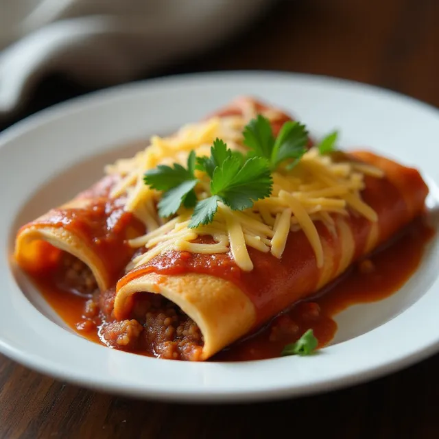 Beef Enchiladas with Spicy Red Sauce
